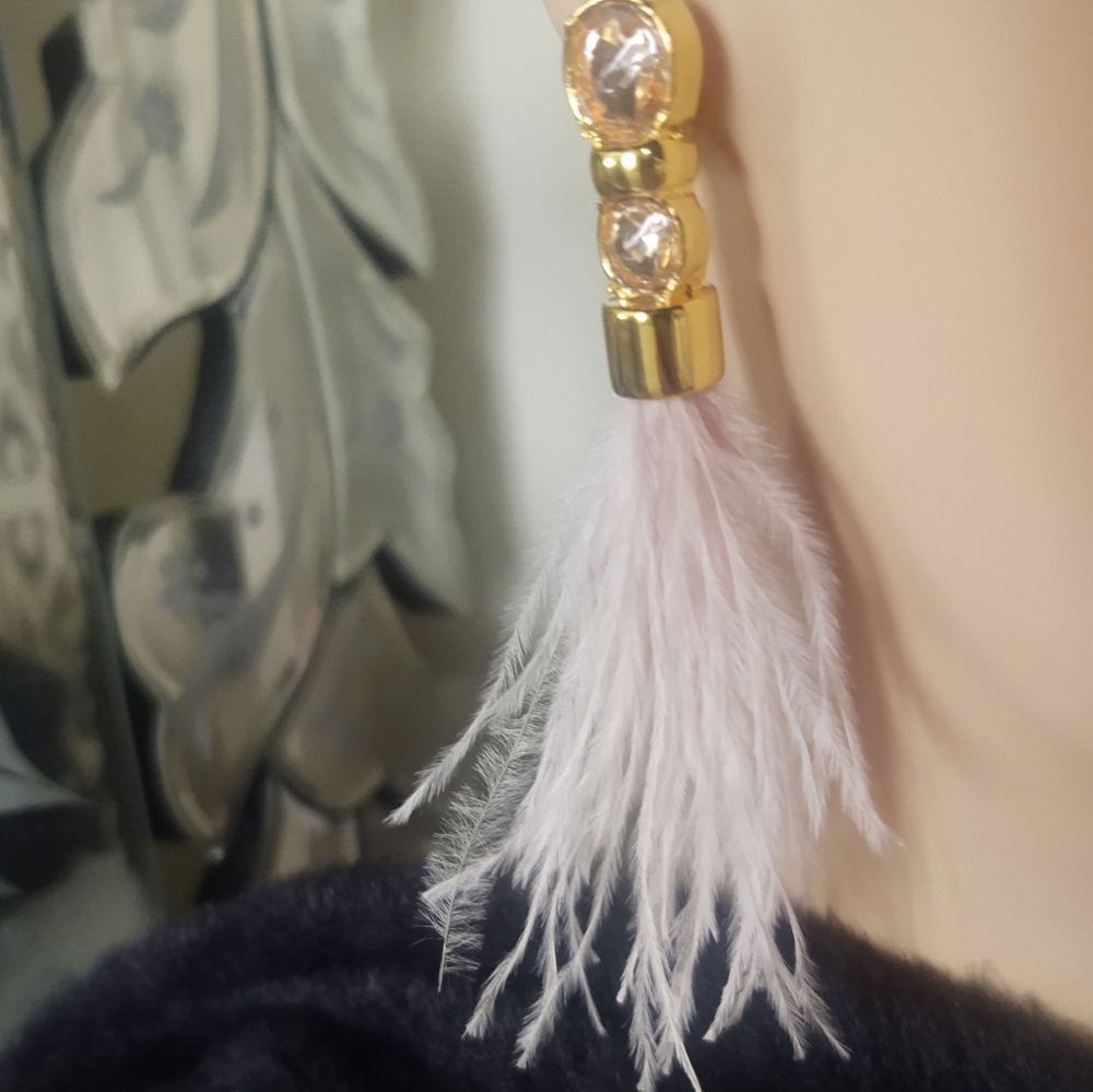 NWt Ann Taylor 🩷Pink•Stone Feather Earrings~